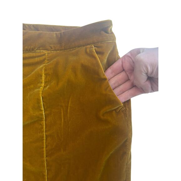 STAUD TOSCA PANTS STRAIGHT OCHER YELLOW MARIGOLD VELVET TROUSERS SIZE 12 - Picture 4 of 9